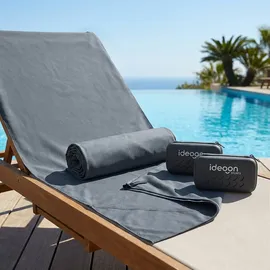 ideoon sports Microfaser Handtuchset 200 x 100 cm grau 2-tlg.