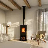 Kaminofen M-design ZINO 900 Glas 5 kW rahmenlos Schwarz Holzofen Kamin Ofen