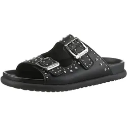 Pantolette TAMARIS, Damen, Gr. 40, schwarz, Lederimitat, modisch, Schuhe, Plateau, Sommerschuh mit auffälligen Nieten besetzt