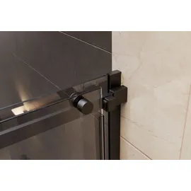 Bernstein Eckdusche mit Schiebetür NT806 flex Schwarz matt Nano Graues Glas 120x90 cm 6mm ESG-Sicherheitsglas