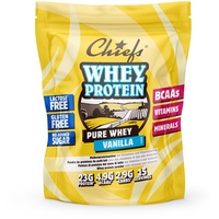 Chiefs Whey Protein Pulver (Vanilla, 450g) • 23g Eiweiß zum Muskelaufbau • Mit BCAAs, Vitaminen & Mineralien • Laktosefrei, low fat • Eiweißpulver High Protein • Perfekte Löslichkeit