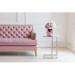 Beistelltisch KAYOOM "Sten 125, Minimalistischer Stil, Gefertigt aus 100 % Edelstahl", silber, B:40cm H:60cm T:30cm, 100% Edelstahl, Tische, Minimalistischer Beistellisch in C-Form aus Edelstahl