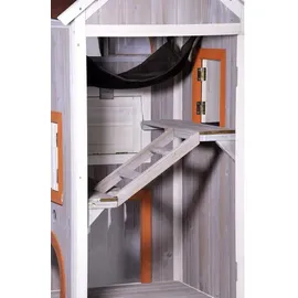 Dobar Katzenhaus Fancy Cat 58 x 55 x 109 cm Grau/Orange/Rot
