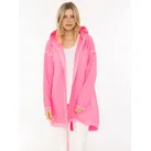 Jerseymantel ZWILLINGSHERZ "Positive Mind", Damen, Gr. L/XL, neonpink, Jersey, Obermaterial: 70% Baumwolle, 30% Polyester, bestickt, unifarben, comfort fit ca. Mitte Oberschenkel, V-Ausschnitt, gerader Abschluss, Mäntel, mit hohem Baumwollanteil