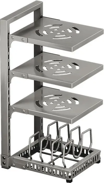 Maxcook Topfhalter-Organizer aus Carbonstahl für den Küchenschrank, 4-stufig, verstellbarer Deckelhalter & Pfannen-Organizer-Rack, robustes Stahlgestell für Küchenschrank & Schublade, passt zu Topfen, Pfannen & Deckeln, 23 x 28 x 53 cm, MCZW9255, Neujahr-Angebot, Top-Geschenkideen