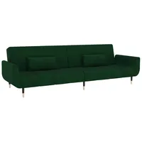 vidaXL Schlafsofa 2-Sitzer mit 2 Kissen Dunkelgrün Samt