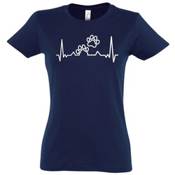 Youth Designz T-Shirt »Heartbeat Hundepfoten Damen Shirt« mit trendigem Frontprint blau