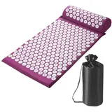 Emdmaltrix Akupressurmatten-Set | Massagematte & Kissen inkl |zur Wohltuenden Entspannung und Massage,Entspannungsmatte gegen Nacken und Rückenschmerzen(Purple)