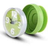 Nikou wasserdichte Duschuhr, Saugnapfuhr Badezimmeruhr Wanduhr Runde Mini Digitalen Zifferblatt Uhr für Badezimmer Wandfensterspiegel (Grün)