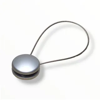 Prodecoshop Magnet Clip - Dekomagnet - Ø 28 mm mit Drahtschlaufe - z.B. zum Raffen von Gardinen, Chrom matt
