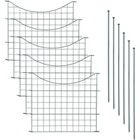 Teichzaun Set mit 5 Zaunelementen und 6 Befestigungsstäben, Welpanauslauf, Metall, Gartenzaun, Freigehege, Teich, Zaun, Set, 5 Elemente, Gitterzaun (Unterbogen)