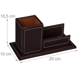 Relaxdays Schreibtisch Organizer Stiftebecher Braun