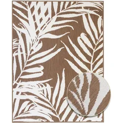 Teppich "Outdoorteppich REVERSO - Palm Tree", braun (braun,beige), B:200cm H:5mm L:280cm, Polypropylen, PRIMAFLOR-IDEEN IN TEXTIL, Teppiche, Wendeteppich, Palmblätter, In- und Outdoor geeignet, wasserfest