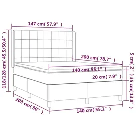 vidaXL Boxspringbett 140 x 200 cm Hellgrau