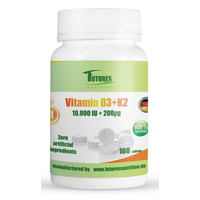 Vitamin K2 200mcg MK-7 Vitamin D3 10000 IU Vitamin D3 K2 180 Tabletten