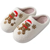 Unisex Weihnachtshausschuhe, Niedliche kuschelig warme weiche Schlupfpantoffeln für Kinder für drinnen & draußen (Braun-Lebkuchen, Erwachsene, 35, Numerisch (von/bis), EU Schuhgrößensystem, 36, M) - 35/36 EU
