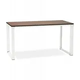 KADIMA DESIGN Gerader Schreibtisch aus Holz Metall | Bürotisch Arbeitsplatz Computertisch | Designer Arbeitstisch mit Walnussdekor | Kadima Design