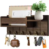 LUPATDY Schlüsselbrett mit Ablage,Schlüsselkasten Holz,mit 6 Schlüsselhaken,Schlüsselkasten Modern,Schlüsselhalter Wand für Wohnzimmer, Küche, Büro, Flur, Schlafzimmer,Holz