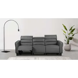 Home Affaire 3-Sitzer HOME AFFAIRE "Carpari, 224cm, manuelle od. elektrische Relaxfunktion in 2 Sitzen", grau, B:224cm H:97cm T:100cm, Sofas, mit USB-A/C, Kopfteilverstellung, Echtleder, Kunstleder, Webstoff