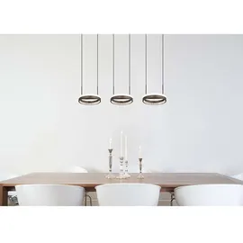 GLOBO Hängelampe Pendellampe Esszimmerlampe grau Kristalle 3 flammig CCT LED h 150 cm