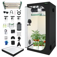BOSYTRO Growzelt Komplettset,Led Grow Tent Kit,120W LED Grow Lampe Vollspektrum,Komplettes Hydroponics 600D Growing Tent Kit Belüftungssystem mit Thermo-Hygrometer, Zeitschaltuhr (80x80x180CM-4Z)