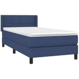 vidaXL Boxspringbett mit Matratze Blau 90x200 cm Stoff