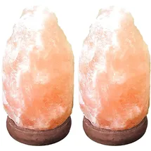 GLOBO Tischleuchte Holz Salzkristall Braun 2 St.