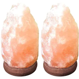 GLOBO Tischleuchte Holz Salzkristall Braun 2 St.