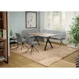 OTTO home Eckbankgruppe Bruna Essecke, Sitzgruppe, Eckbankgruppe, Küchenbankgruppe, (Set, 4-tlg., 4tlg), Stuhl: 360° drehbar (Rückst), 2-Stoff-Design. Wellenfederung Eckbank grau