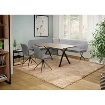 OTTO home Eckbankgruppe Bruna Essecke, Sitzgruppe, Eckbankgruppe, Küchenbankgruppe, (Set, 4-tlg., 4tlg), Stuhl: 360° drehbar (Rückst), 2-Stoff-Design. Wellenfederung Eckbank grau