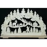 Rudolphs Schatzkiste Schwibbogen mit Jäger Rehe und Beleuchtung BxHxT 50x32x7cm NEU Lichterbogen Fensterbogen Spitzbogen Erzgebirge Seiffen Weihnachten Licht Holz Dekoration Beleuchtung