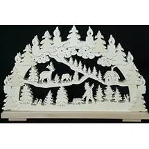 Rudolphs Schatzkiste Schwibbogen mit Jäger Rehe und Beleuchtung BxHxT 50x32x7cm NEU Lichterbogen Fensterbogen Spitzbogen Erzgebirge Seiffen Weihnachten Licht Holz Dekoration Beleuchtung
