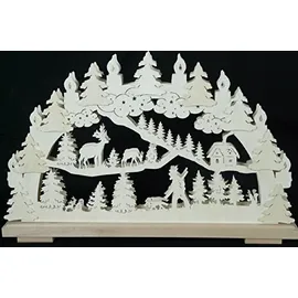 Rudolphs Schatzkiste Schwibbogen mit Jäger Rehe und Beleuchtung BxHxT 50x32x7cm NEU Lichterbogen Fensterbogen Spitzbogen Erzgebirge Seiffen Weihnachten Licht Holz Dekoration Beleuchtung