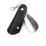 Reise-Schuhlöffel-Schlüsselanhänger – Metall-Schuhlöffel mit PU-Lederetui | Taschen-Schuhlöffel mit Schlüsselanhänger | Schuhlöffel, fauler Schuhlöffel für Männer, Frauen, Kinder und Senioren, - Refer to description