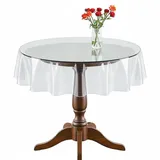 Tischdecke Rund Transparent PVC Durchsichtige Schutzfolie Tisch Wasserdicht Abwischbar Fettbeständig Für Küche Esszimmer Party Hochzeit (Runde,Durchmesser 137 cm)