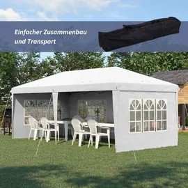 Outsunny Faltpavillon ca. 6 x 3 m Pavillon Partyzelt mit UV-Schutz, Seitenwänden