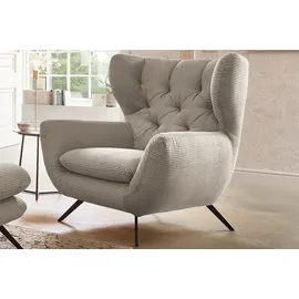 KAWOLA Sessel CHARME Cord 72 x 110 x 80 cm Steingrau mit Kissen
