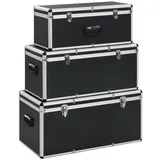 vidaXL Werkzeugbox 3 Stk. Schwarz Aluminium