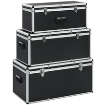 vidaXL Werkzeugbox 3 Stk. Schwarz Aluminium