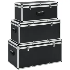 vidaXL Werkzeugbox 3 Stk. Schwarz Aluminium
