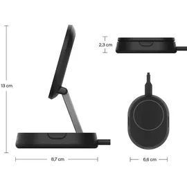 Belkin BoostCharge Pro Qi2 verstellbare kabellose magnetische Ladestation mit Qi2 (15 W) schwarz