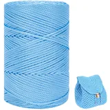 ZHANGXIAOMIN Polyester Garn 3mm X 225m,Makramee Garn 3mm,Makramee Band,Polypropylene Yarn,Geflochten Makramee Schnur Farbig,garn Zum Häkeln Für Stricken,Dekoration DIY Handwerk (hellblau)