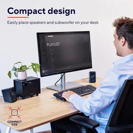 Trust Avora 2.1 PC Lautsprecher mit Subwoofer, 18 W (9 W RMS), Computer Boxen, Kompaktes Format, USB-Betrieb, 3,5 mm AUX Klinke, Lautsprecherset für PC/Laptop - Schwarz