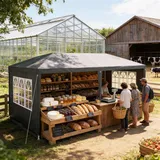 YUENFONG Pavillon 3x6 m Gartenpavillon mit Abnehmbaren Seitenteilen und Dach, Stabiler Pergola Wasserdicht und Wasserdicht, Partyzelt für Garten, Terrasse und Camping, Anthrazit