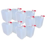 kanister-vertrieb® 10er Set: 5 Liter Wasserkanister Kanister lebensmittelecht dicht + 10 x Hahn