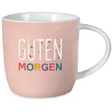 Grafik-Werkstatt Kaffeetasse mit Spruch 300 ml Porzellan Tasse Guten Morgen, Weiß