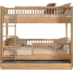 Etagenbett HOME AFFAIRE "Forrest in Eiche natur geölt, stabil und hochwertig verarbeitet", braun (eiche, eiche natur geölt, eiche natur geölt, eiche natur geölt), B:104,9cm H:175,4cm L:207,5cm, Etagenbetten, Ausf. massiv, Rausfallschutz unten, ohne oder mit Bettschublade