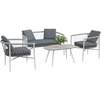 Outsunny 4 Tlg. Rattan Gartenmöbel-Set mit Schaukelfunktion