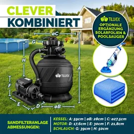 tillvex Sandfilteranlage schwarz 7.900 l/h