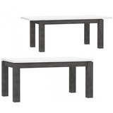 Furniture24 Tisch Lennox New ALCT44-C272, Esstisch ausziehbar 160-207 cm, Betonoptik mit Weiß Hochglanz - Schwarz